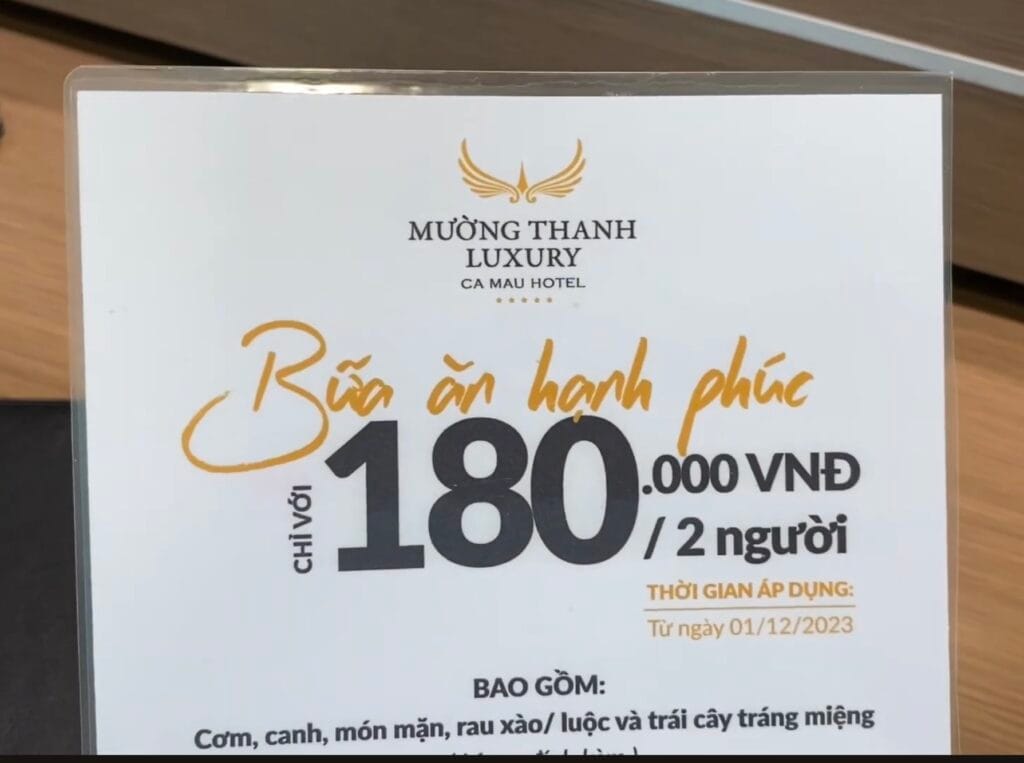 Bữa ăn tại Mường Thanh Luxury Cà Mau